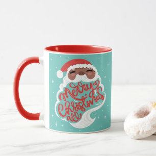 Mug Père Noël noire   Joyeux Noël tout   bleu turquois