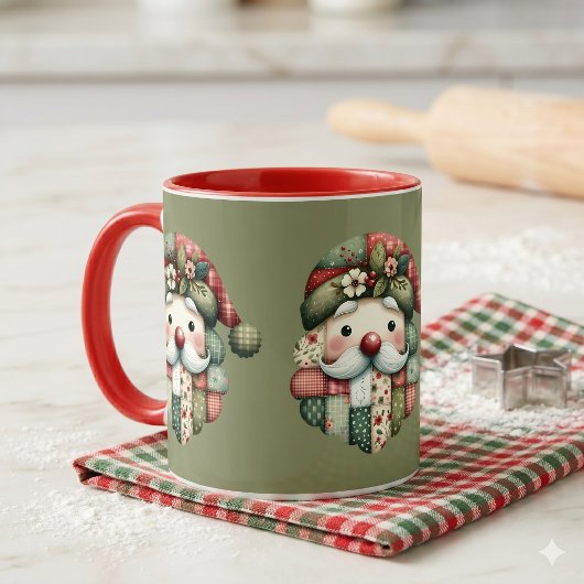 Mug Père Noël Patchwork Fantaisiste Noël Folk