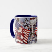 Mug Père Noël patriotique de Noël tenant le drapeau am (Devant gauche)