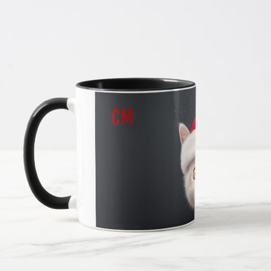 Mug Père Noël Peeeking Chat mur fissuré (Gauche)