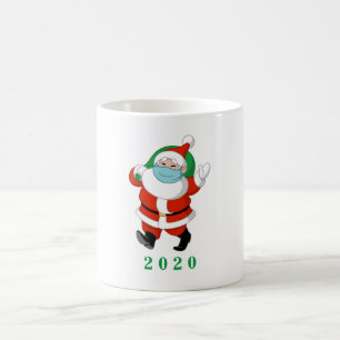 Mug Père Noël personnalisable portant un masque médica