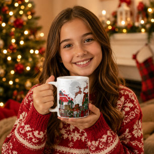 Mug Père Noël personnalisé traîneau et rennes de Noël