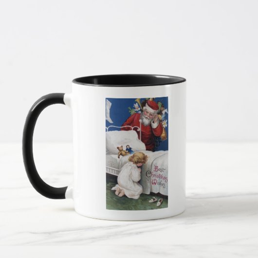 Mug Père Noël regarde une fille prier (Gauche)