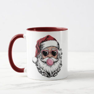 Mug Père Noël Rétro Avec Des Lunettes Qui Soufflent La