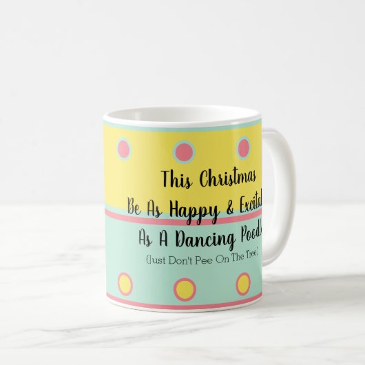Mug Père Noël rétro, biscuits et lait, et caniche dans (Devant droit)