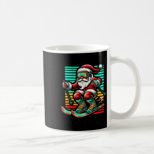 Mug Père noël rétro - ski de noël (Droite)