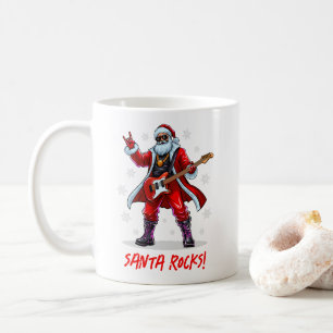 Mug Père Noël Rocks ! Funny Père Noël jouant de la gui