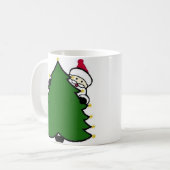 Mug père Noël se cache derrière l'arbre de Noël (Devant gauche)