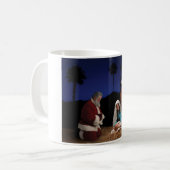 Mug Père Noël se mettant à genoux à la nativité (Devant gauche)