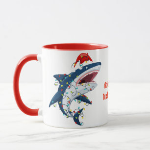 Mug Père Noël Shark Noël illuminent Charkmas Tree Noël