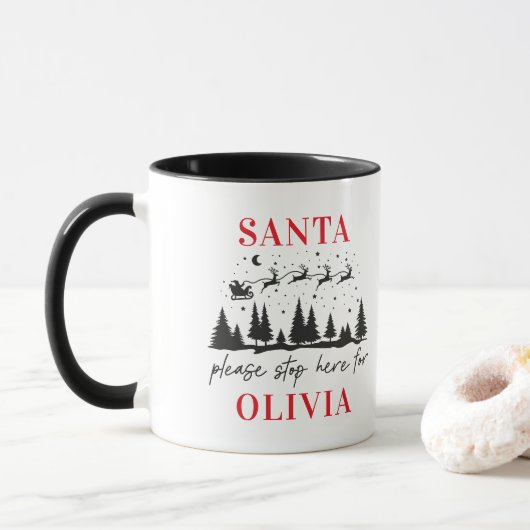 Mug Père Noël s'il vous plaît s'arrêter ici pour Noël  (Avec donut)