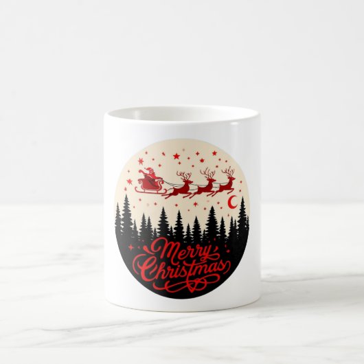 Mug Père Noël Sleigh Joyeux Noël Forêt Scène Art (Centre)