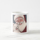 Mug Père Noël souriant avec Eskimo Puppy américain (Centre)