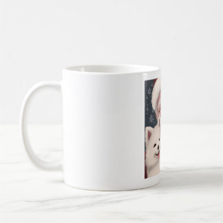 Mug Père Noël souriant avec Eskimo Puppy américain