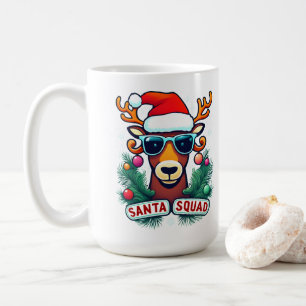 Mug Père Noël Squad Reindee Cool avec lunettes Noël