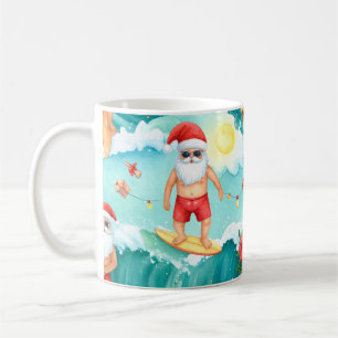Mug Père Noël surfant pendant les fêtes de Noël