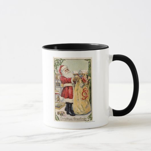 Mug Père Noël tenant un sac débordant de jouets (Droite)