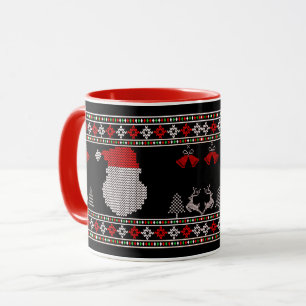 Mug Père Noël tête vacances tricot Noël laid pull-over