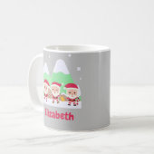 Mug Père Noël Trio Fête de Noël avec votre nom C (Devant gauche)
