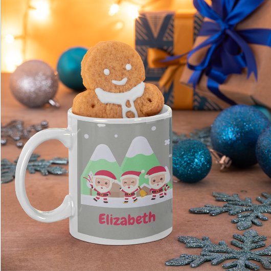 Mug Père Noël Trio Fête de Noël avec votre nom C