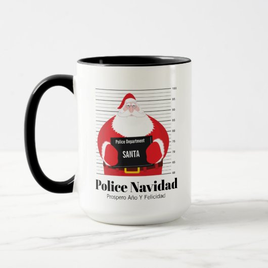 Mug Père Noël va en prison Noël personnalisable (Gauche)