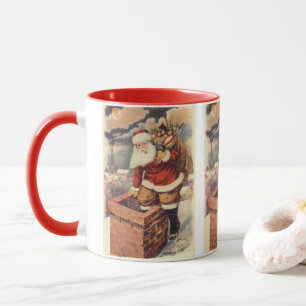Mug Père Noël victorien de Noël vintage dans une chemi