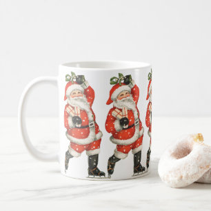 Mug Père Noël victorien de Noël vintage patineur sur g