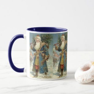 Mug Père Noël victorien vintage avec sapin de Noël