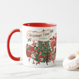 Mug Père Noël vintage de Noël et enfants dansants