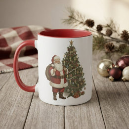 Mug Père Noël vintage et sapin de Noël