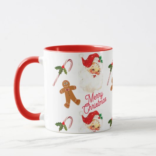 Mug Père Noël vintage Noël Fêtes (Gauche)
