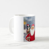 Mug Père Noël w Cadeaux de Noël Bordure Collie Chien (Devant gauche)