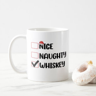 Mug Père Noël Whiskey Mauvais Bon Liste de Noël