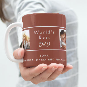 Mug Père père père famille photo collage brun