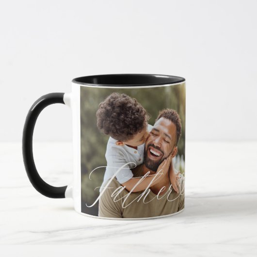 Mug Père Script Heart Grateful Chaque instant Photo (Gauche)