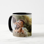 Mug Père Script Heart Grateful Chaque instant Photo (Devant gauche)