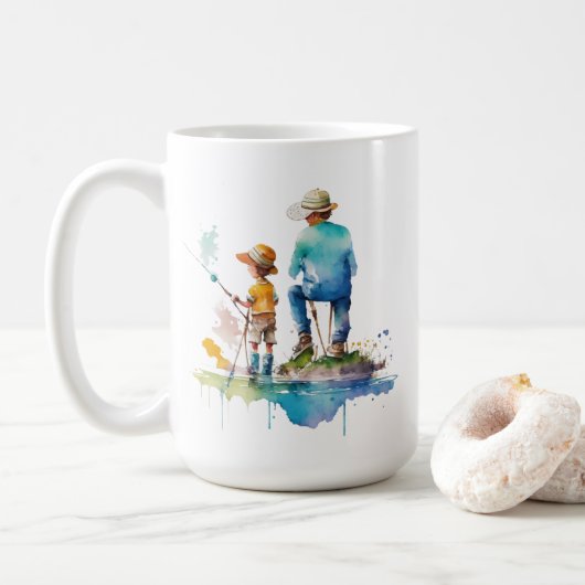 Mug Père Son Pêche souvenirs | Aimez Papa (Avec donut)