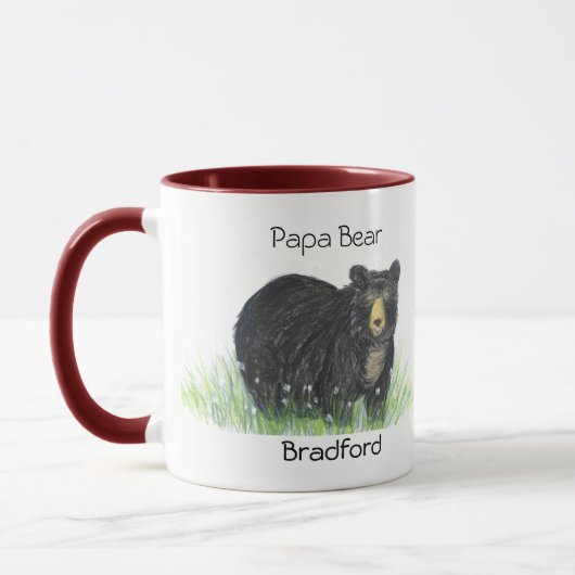 Mug Pères cadeaux Ajouter Nom Papa Ours Noir Ours (Gauche)