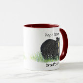 Mug Pères cadeaux Ajouter Nom Papa Ours Noir Ours (Devant droit)