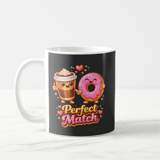 Mug Perfect Match Coffee and Donut Cute Food (Gauche)