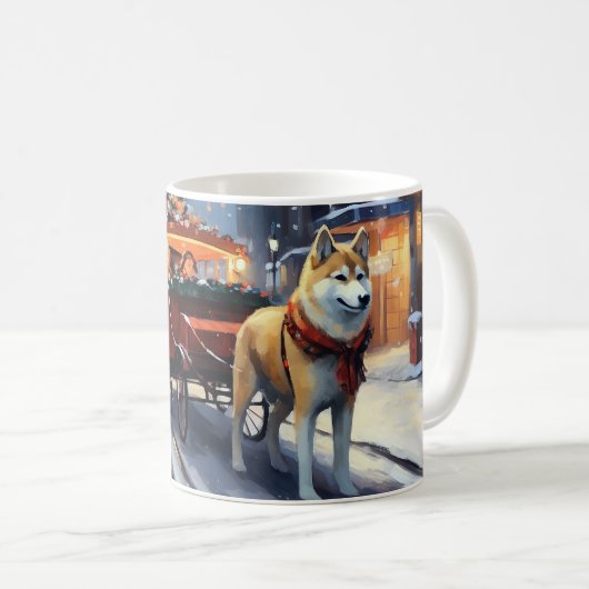 Mug Période de fêtes d'Akita de Noël (Devant droit)