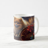 Mug Période festive de Noël du Poméranien brossée (Devant droit)