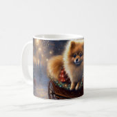 Mug Période festive de Noël du Poméranien brossée (Devant gauche)