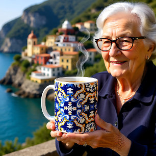 Mug 💙 💛 périwinkle, azulejos bleu et jaune