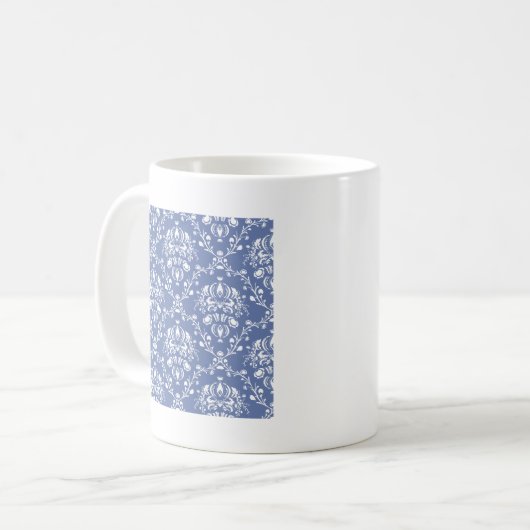 Mug Périwinkle bleu et blanc Damas (Devant gauche)