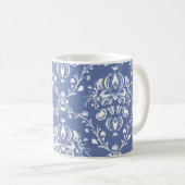 Mug Périwinkle bleu et blanc Damas (Devant droit)