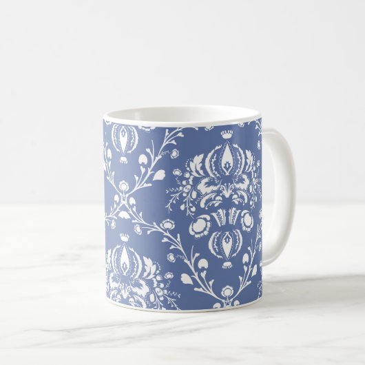 Mug Périwinkle bleu et blanc Damas (Devant droit)