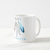 Mug Perles Boho Aquarellées personnalisées 'n Plumes (Devant droit)