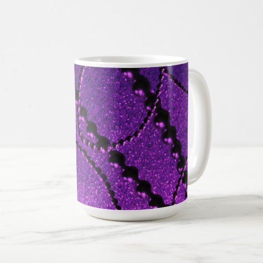Mug Perles foncées avec bouchon de café en fécule méta (Devant droit)