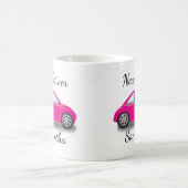 Mug Permis de conduire neuf voiture rose personnalisée (Centre)